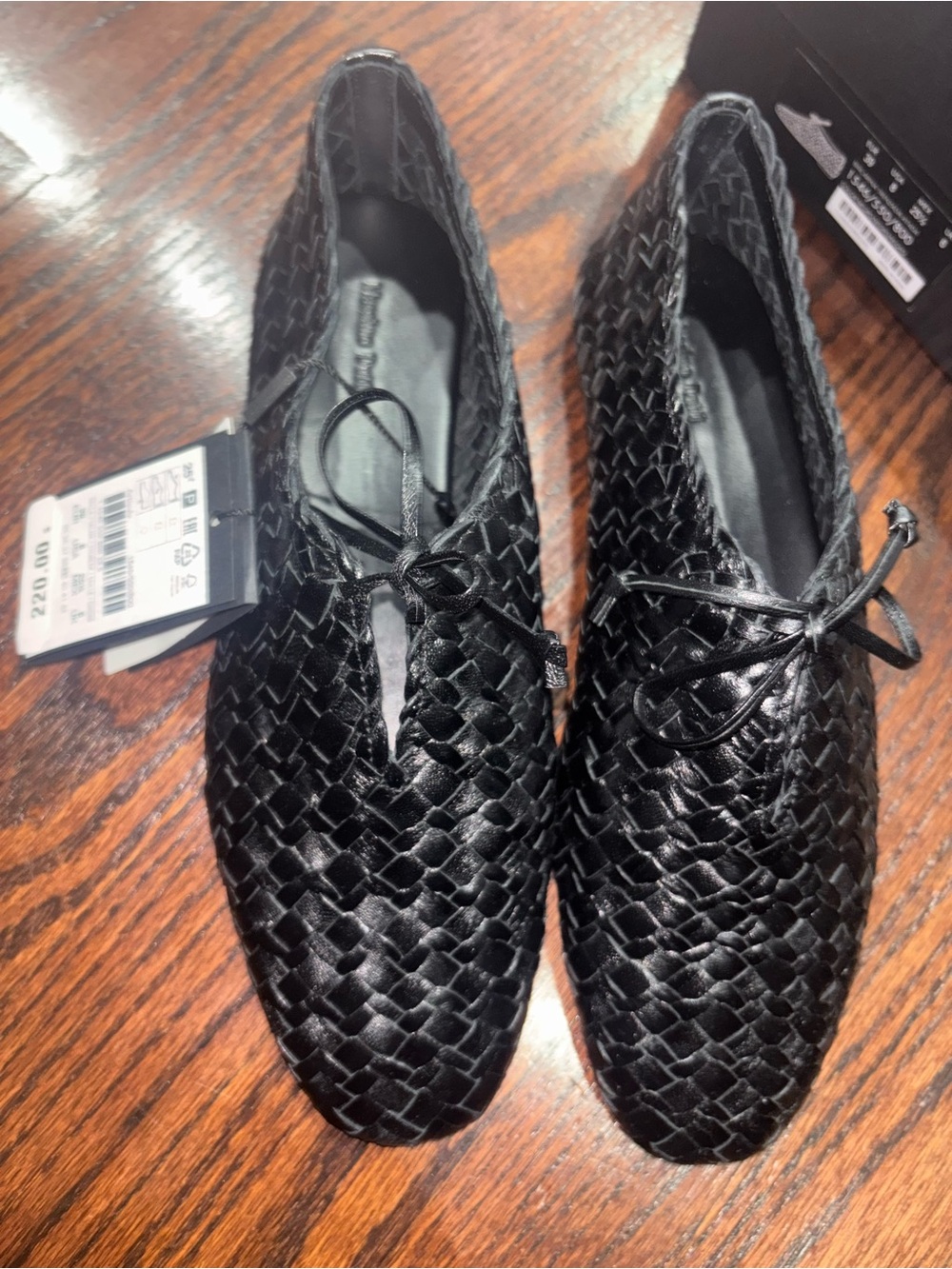Massimo Dutti Black Woven Leather Ballet Flats - Picture 2 of 13